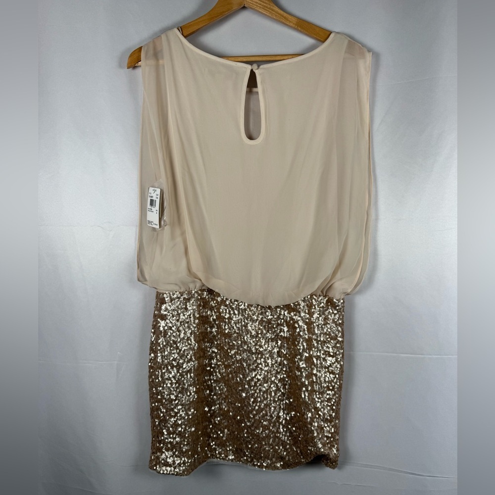 Aiden Mattox Cocktail Dress NWT Champagne Chiffon Top Sequin Skirt 4 Party Event - Picture 9 of 16